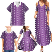 Purple Samoa Malu Tattoo Inspired Family Matching Summer Maxi Dress and Hawaiian Shirt LT05 - Polynesian Pride