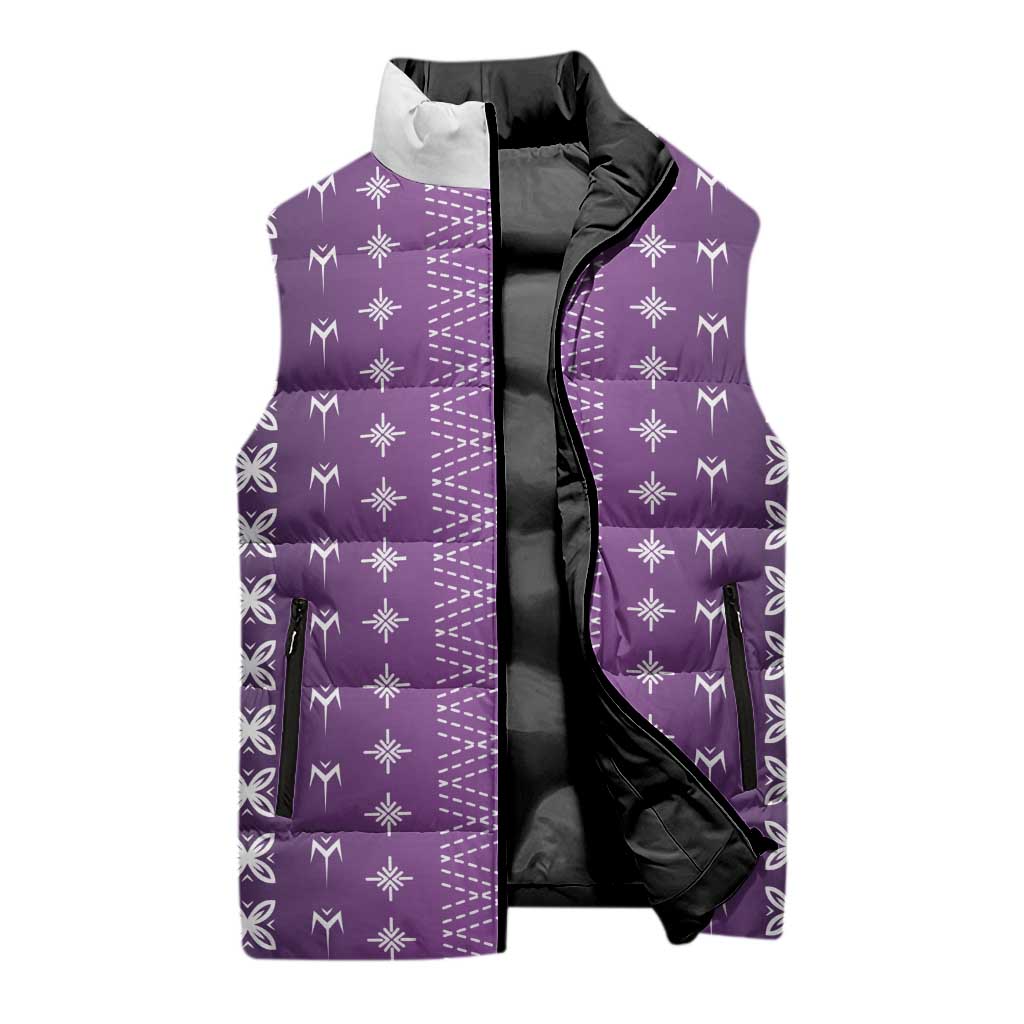 Purple Samoa Malu Tattoo Inspired Sleeveless Puffer Jacket - Polynesian Pride