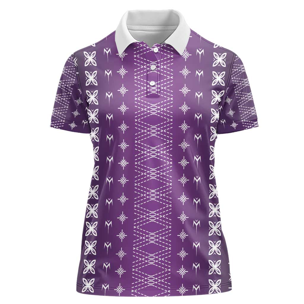 Purple Samoa Malu Tattoo Inspired Women Polo Shirt - Polynesian Pride