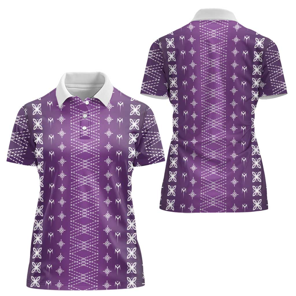 Purple Samoa Malu Tattoo Inspired Women Polo Shirt LT05 - Polynesian Pride