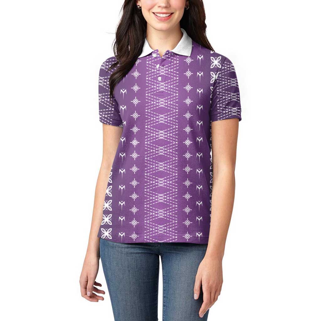 Purple Samoa Malu Tattoo Inspired Women Polo Shirt LT05 - Polynesian Pride