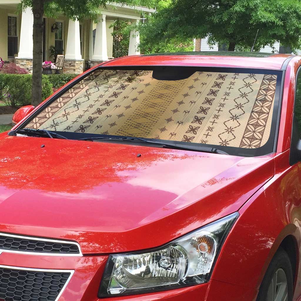 Beige Samoa Malu Tattoo Inspired Auto Sun Shade - Polynesian Pride