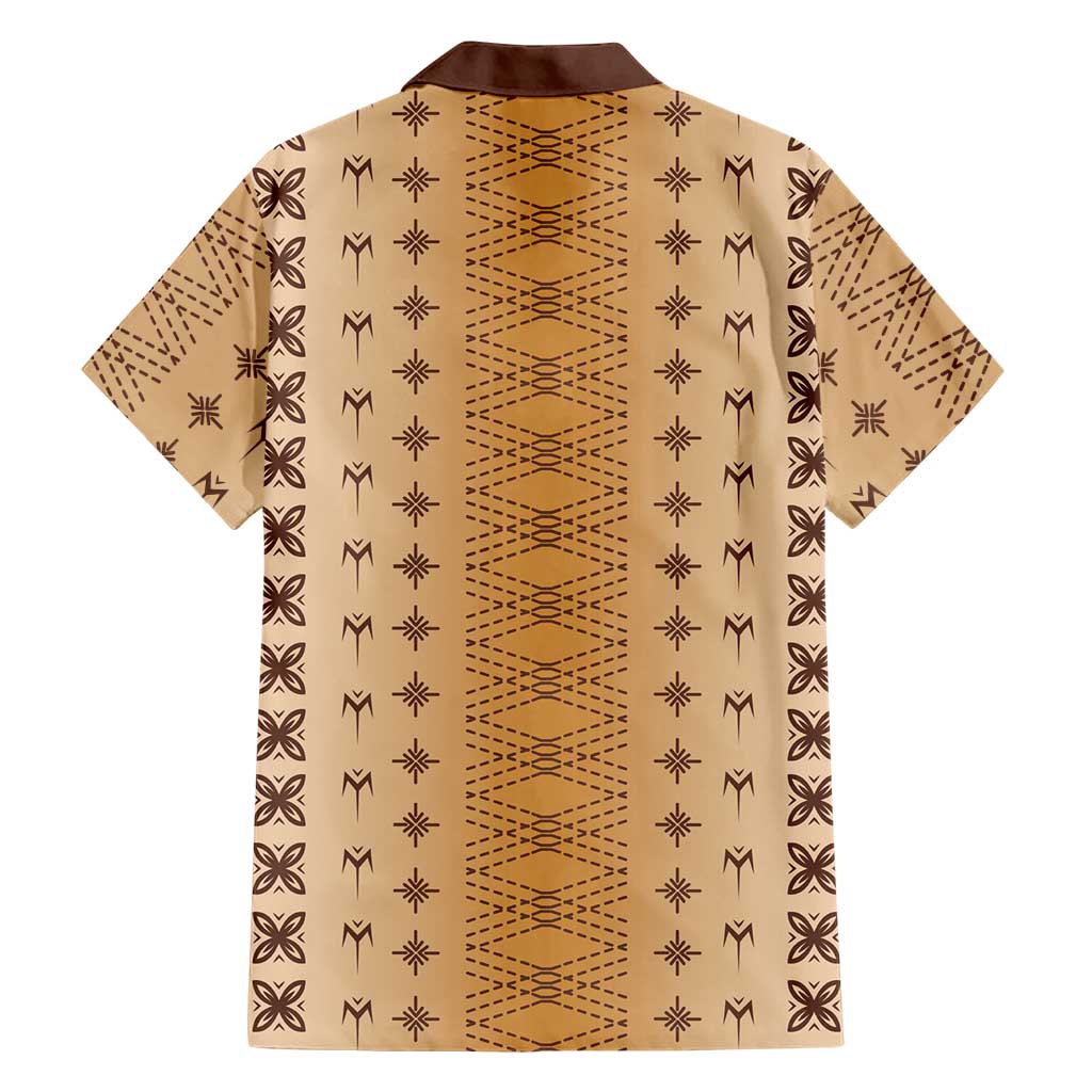 Beige Samoa Malu Tattoo Inspired Family Matching Off Shoulder Maxi Dress and Hawaiian Shirt LT05 - Polynesian Pride