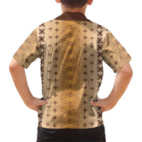 Beige Samoa Malu Tattoo Inspired Family Matching Short Sleeve Bodycon Dress and Hawaiian Shirt LT05 - Polynesian Pride