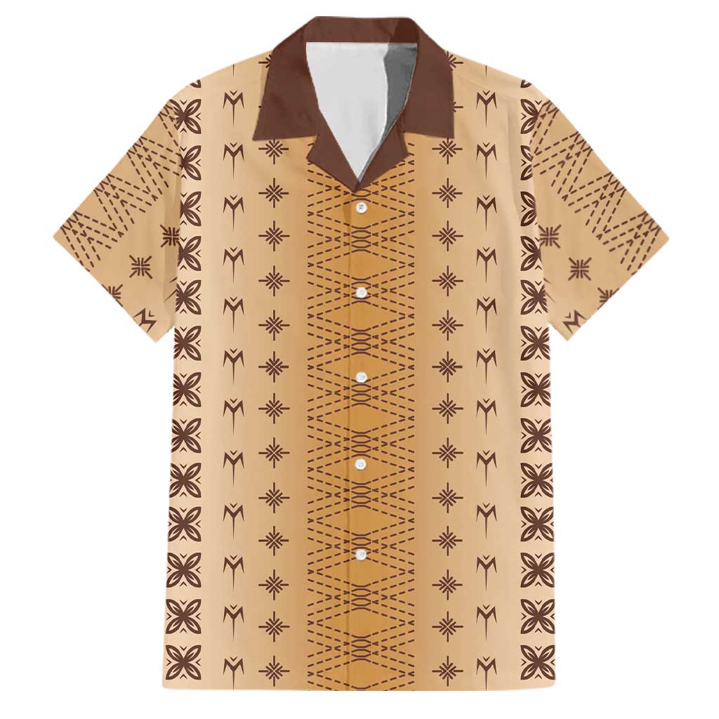 Beige Samoa Malu Tattoo Inspired Family Matching Summer Maxi Dress and Hawaiian Shirt LT05 Dad's Shirt - Short Sleeve Beige - Polynesian Pride