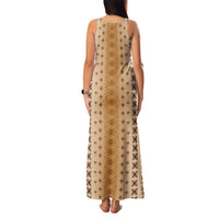 Beige Samoa Malu Tattoo Inspired Family Matching Tank Maxi Dress and Hawaiian Shirt LT05 - Polynesian Pride