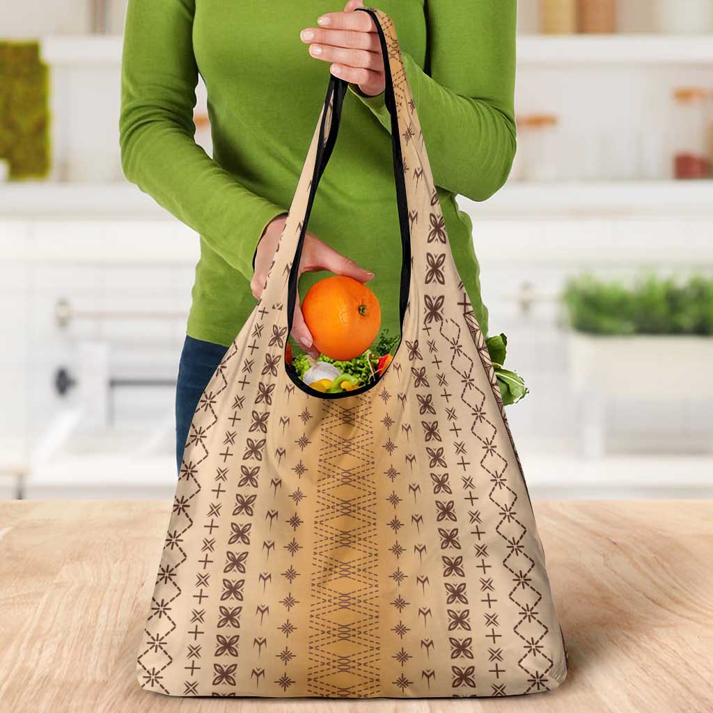 Beige Samoa Malu Tattoo Inspired Grocery Bag - Polynesian Pride