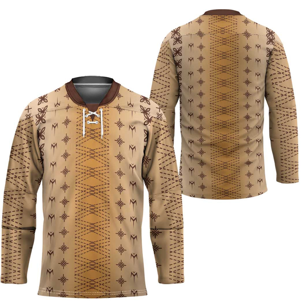 Beige Samoa Malu Tattoo Inspired Hockey Jersey - Polynesian Pride