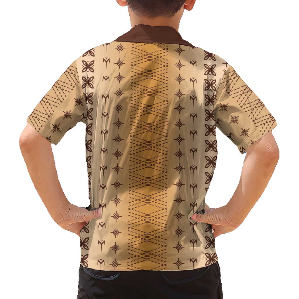 Beige Samoa Malu Tattoo Inspired Kid Hawaiian Shirt - Polynesian Pride