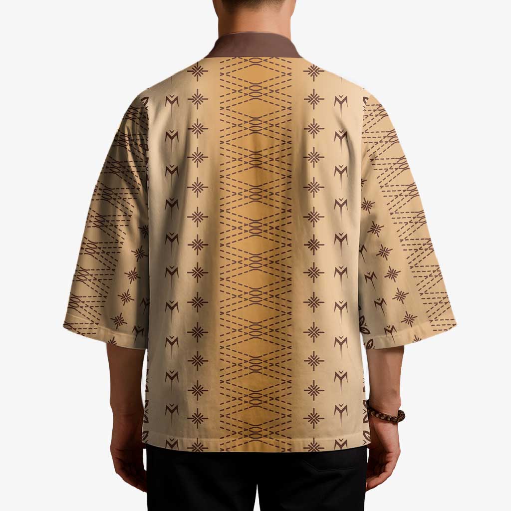 Beige Samoa Malu Tattoo Inspired Kimono - Polynesian Pride