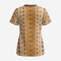 Beige Samoa Malu Tattoo Inspired Scrub Top - Polynesian Pride