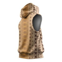 Beige Samoa Malu Tattoo Inspired Sleeveless Hoodie - Polynesian Pride