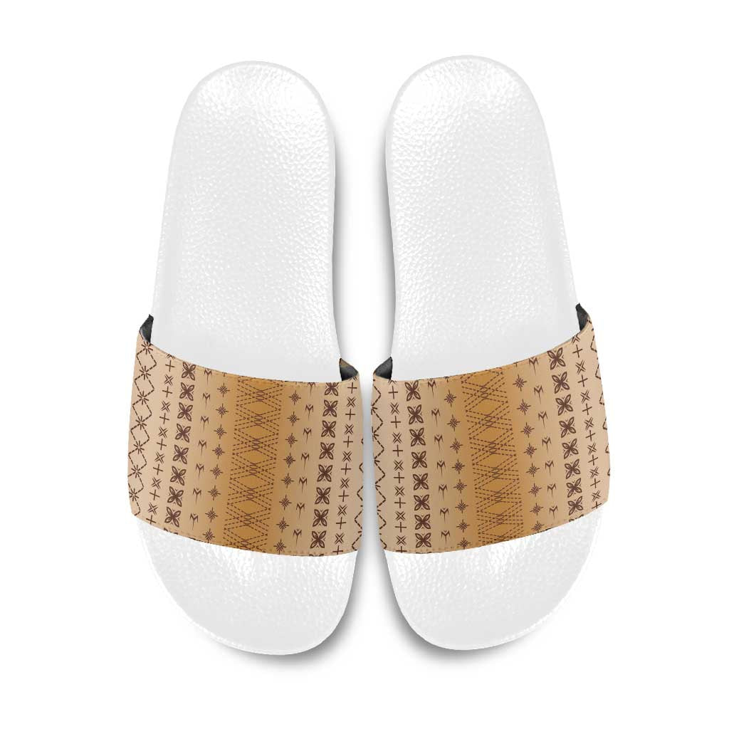 Beige Samoa Malu Tattoo Inspired Slide Sandals - Polynesian Pride