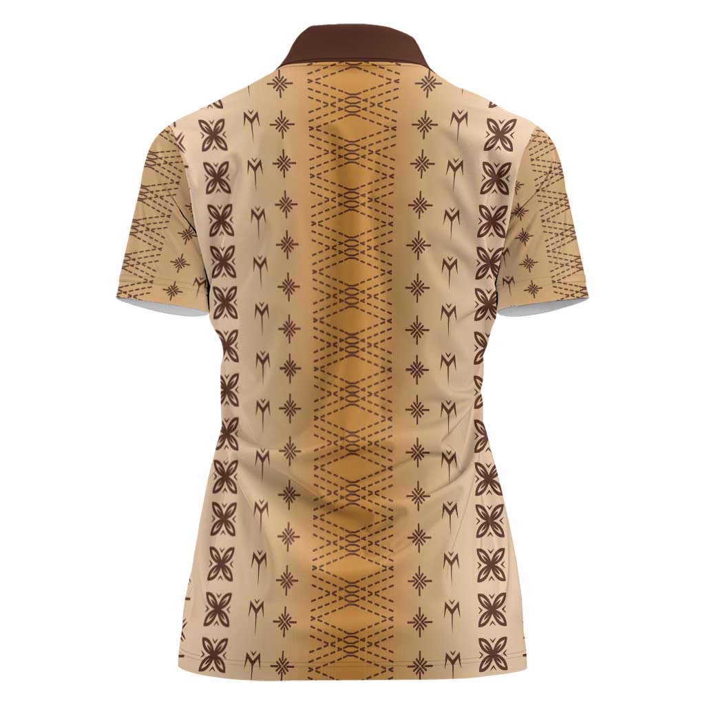 Beige Samoa Malu Tattoo Inspired Women Polo Shirt - Polynesian Pride