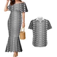 Black Samoa Malu Tattoo Inspired Couples Matching Mermaid Dress and Hawaiian Shirt LT05 Black - Polynesian Pride