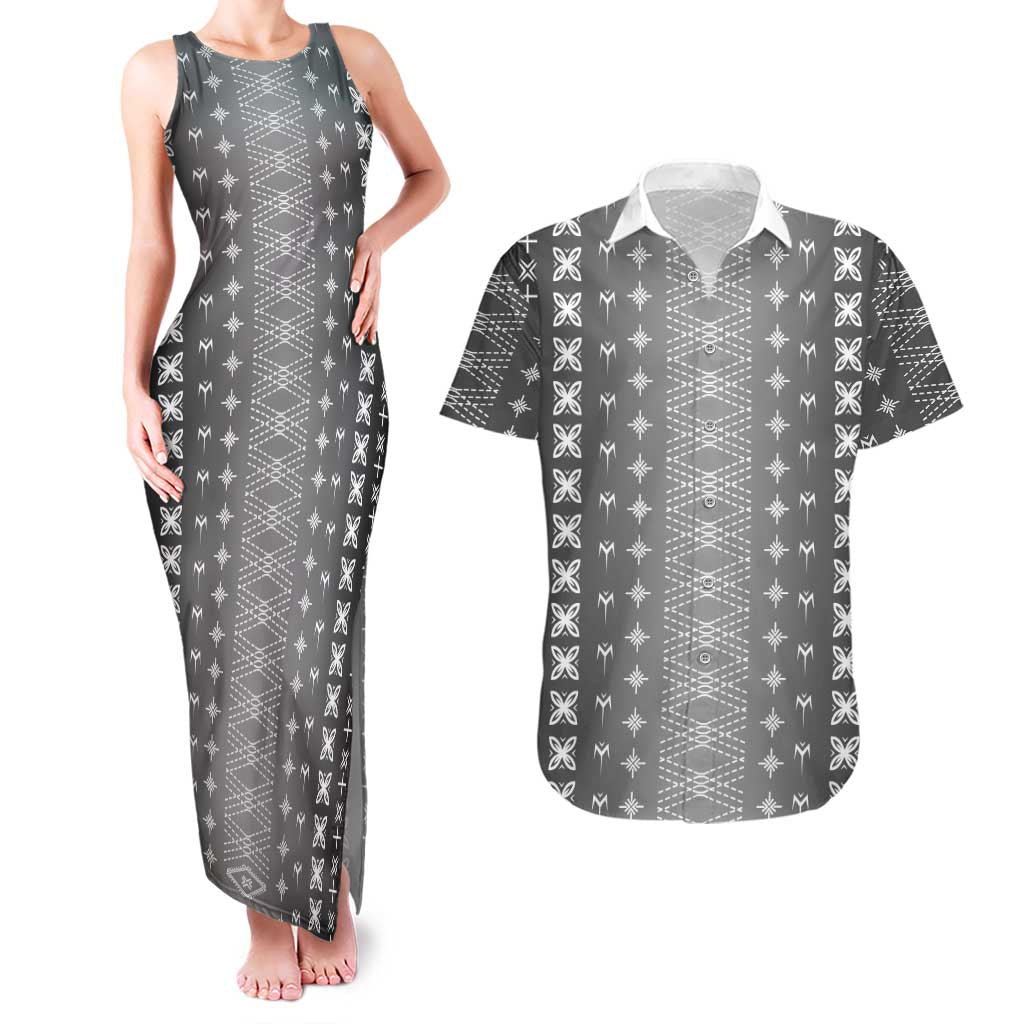 Black Samoa Malu Tattoo Inspired Couples Matching Tank Maxi Dress and Hawaiian Shirt - Polynesian Pride