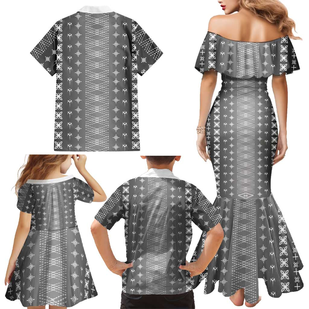 Black Samoa Malu Tattoo Inspired Family Matching Mermaid Dress and Hawaiian Shirt LT05 - Polynesian Pride