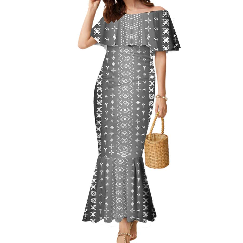 Black Samoa Malu Tattoo Inspired Family Matching Mermaid Dress and Hawaiian Shirt LT05 Mom's Dress Black - Polynesian Pride