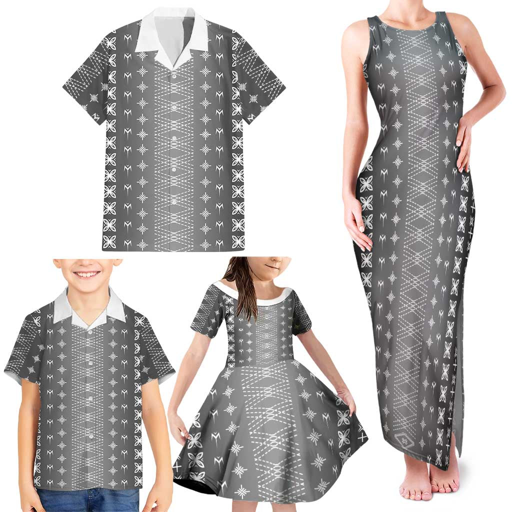 Black Samoa Malu Tattoo Inspired Family Matching Tank Maxi Dress and Hawaiian Shirt LT05 - Polynesian Pride