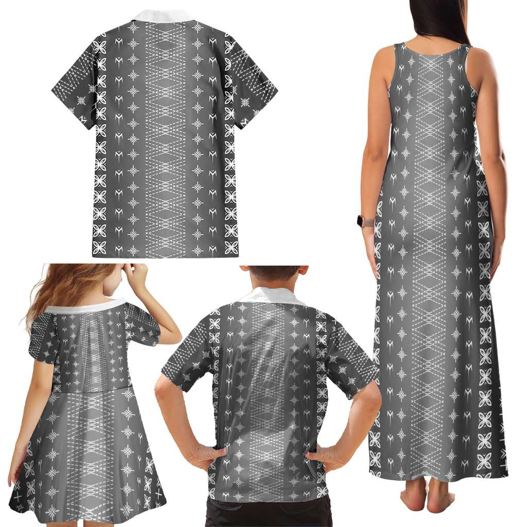 Black Samoa Malu Tattoo Inspired Family Matching Tank Maxi Dress and Hawaiian Shirt LT05 - Polynesian Pride