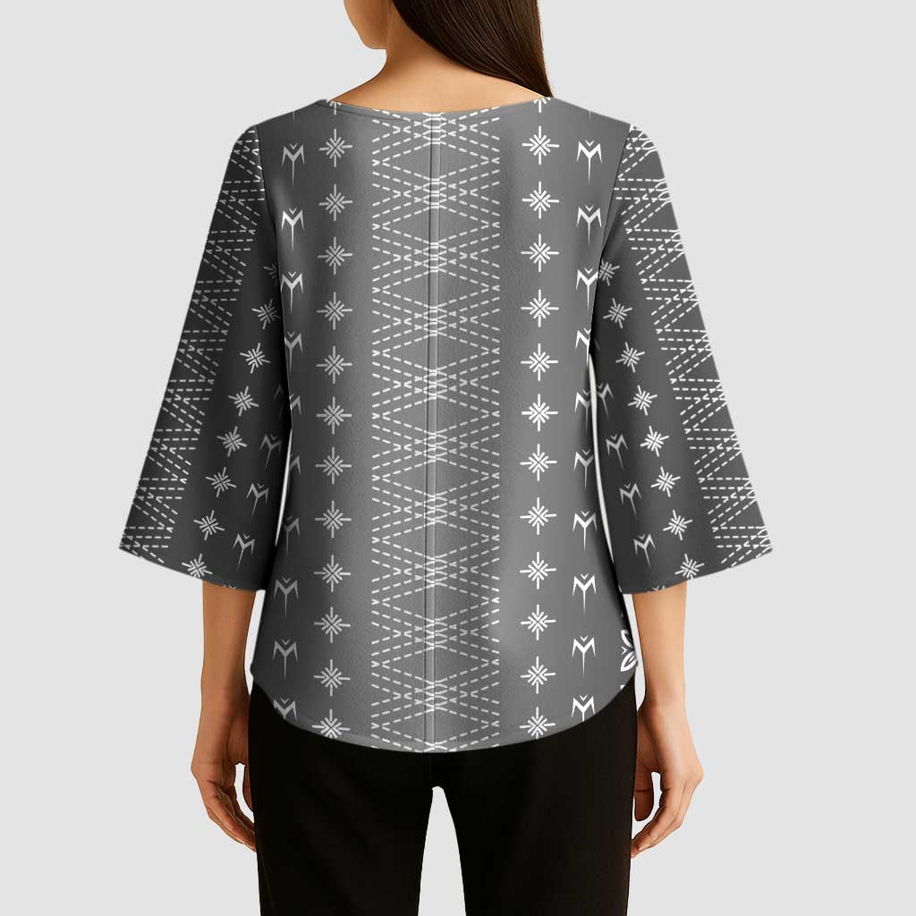 Black Samoa Malu Tattoo Inspired Kimono Sleeve Blouse - Polynesian Pride