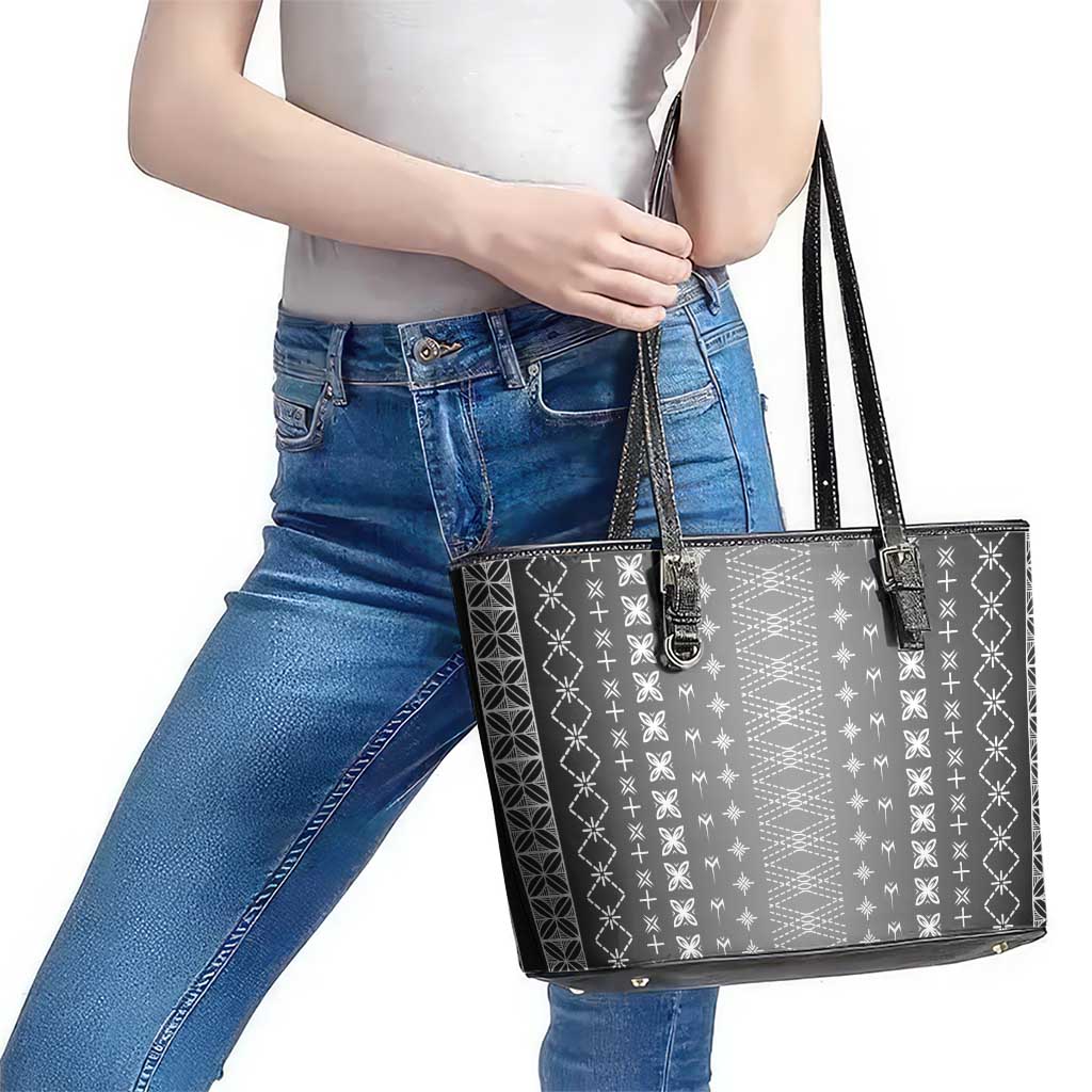 Black Samoa Malu Tattoo Inspired Leather Tote Bag - Polynesian Pride