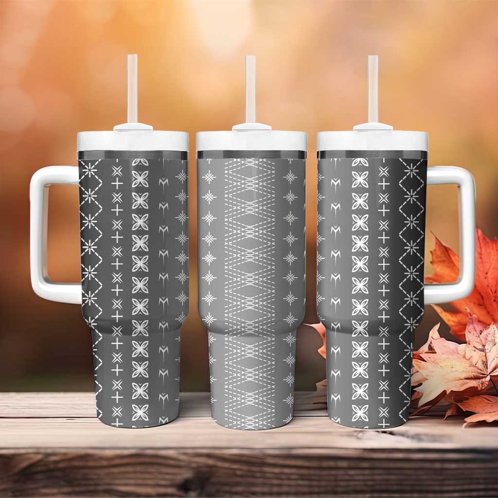 Black Samoa Malu Tattoo Inspired Tumbler With Handle - Polynesian Pride