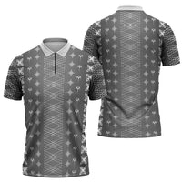 Black Samoa Malu Tattoo Inspired Zipper Polo Shirt - Polynesian Pride