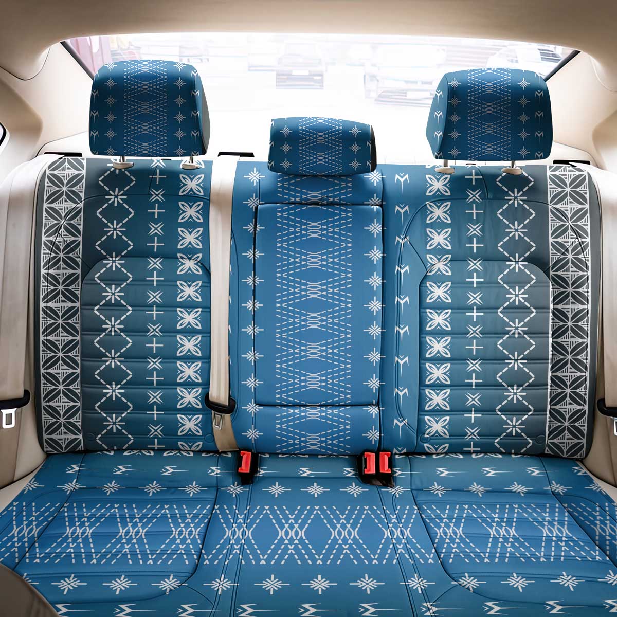 Blue Samoa Malu Tattoo Inspired Back Car Seat Cover - Polynesian Pride