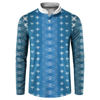 Blue Samoa Malu Tattoo Inspired Button Sweatshirt - Polynesian Pride