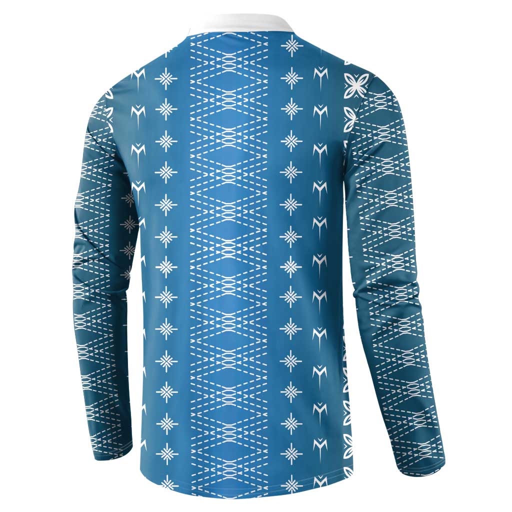 Blue Samoa Malu Tattoo Inspired Button Sweatshirt - Polynesian Pride