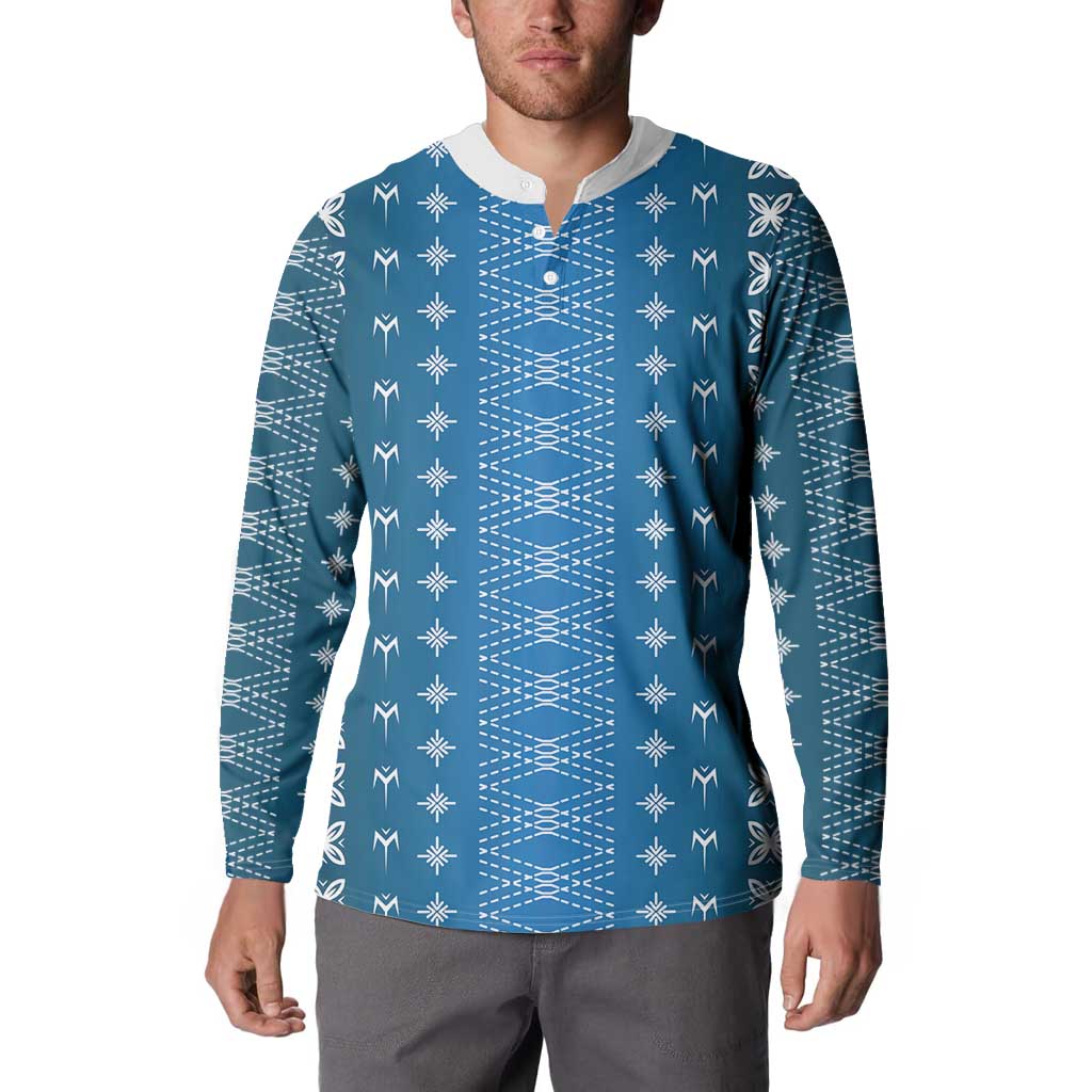 Blue Samoa Malu Tattoo Inspired Button Sweatshirt - Polynesian Pride