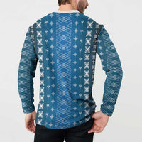 Blue Samoa Malu Tattoo Inspired Button Sweatshirt - Polynesian Pride