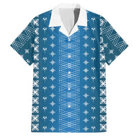 Blue Samoa Malu Tattoo Inspired Family Matching Mermaid Dress and Hawaiian Shirt LT05 Dad's Shirt - Short Sleeve Blue - Polynesian Pride