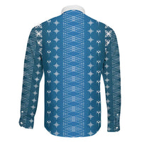Blue Samoa Malu Tattoo Inspired Family Matching Off Shoulder Short Dress and Hawaiian Shirt LT05 - Polynesian Pride