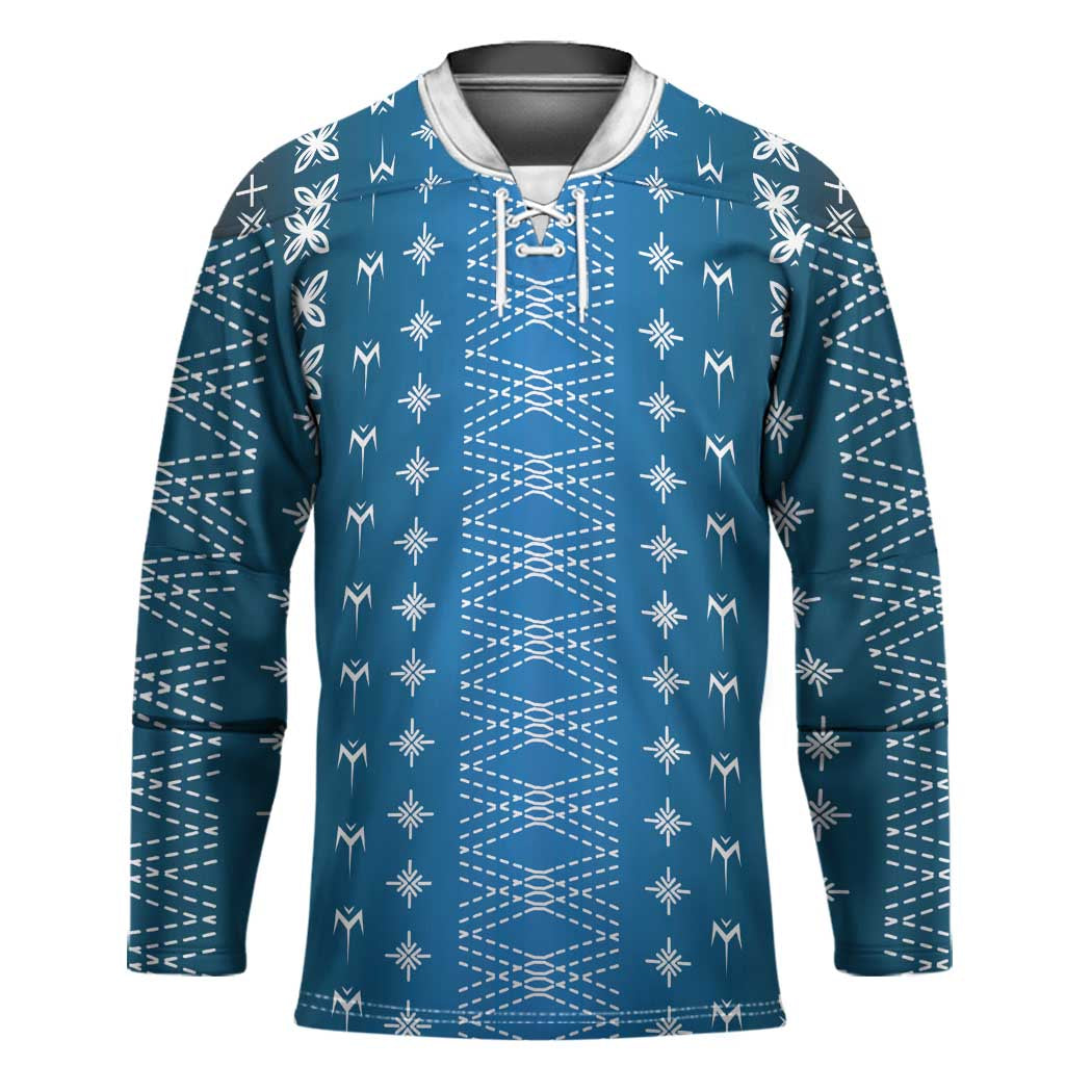 Blue Samoa Malu Tattoo Inspired Hockey Jersey - Polynesian Pride