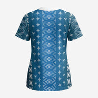 Blue Samoa Malu Tattoo Inspired Scrub Top - Polynesian Pride