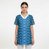 Blue Samoa Malu Tattoo Inspired Scrub Top - Polynesian Pride