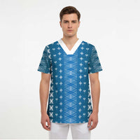 Blue Samoa Malu Tattoo Inspired Scrub Top - Polynesian Pride