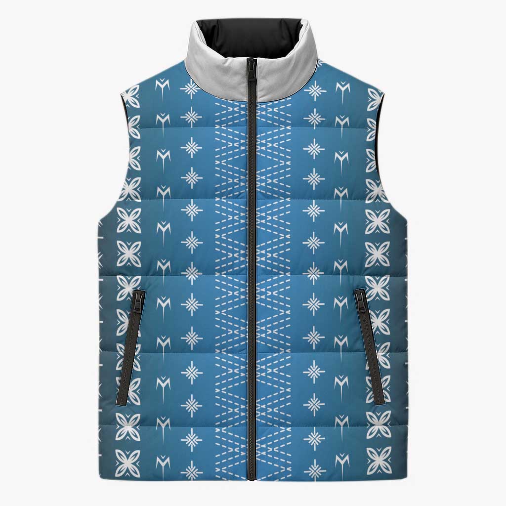 Blue Samoa Malu Tattoo Inspired Sleeveless Puffer Jacket - Polynesian Pride