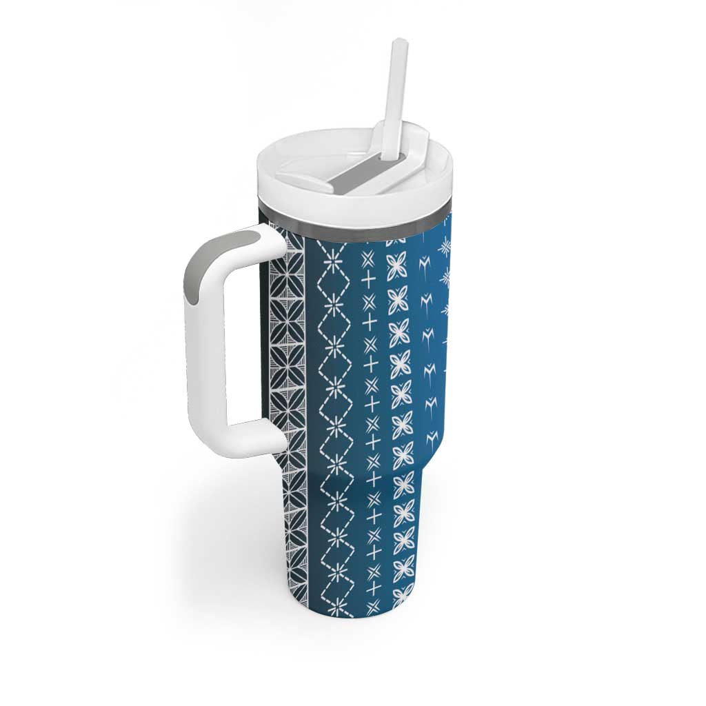 Blue Samoa Malu Tattoo Inspired Tumbler With Handle - Polynesian Pride