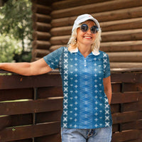 Blue Samoa Malu Tattoo Inspired Women Polo Shirt - Polynesian Pride