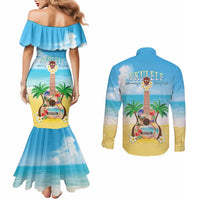 Hawaiian Ukulele Couples Matching Mermaid Dress and Long Sleeve Button Shirt Sound Of Happiness LT05 - Polynesian Pride