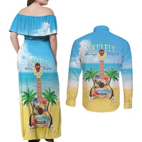 Hawaiian Ukulele Couples Matching Off Shoulder Maxi Dress and Long Sleeve Button Shirt Sound Of Happiness LT05 - Polynesian Pride