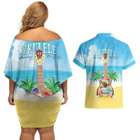 Hawaiian Ukulele Couples Matching Off Shoulder Short Dress and Hawaiian Shirt Sound Of Happiness LT05 - Polynesian Pride