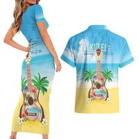 Hawaiian Ukulele Couples Matching Short Sleeve Bodycon Dress and Hawaiian Shirt Sound Of Happiness LT05 - Polynesian Pride