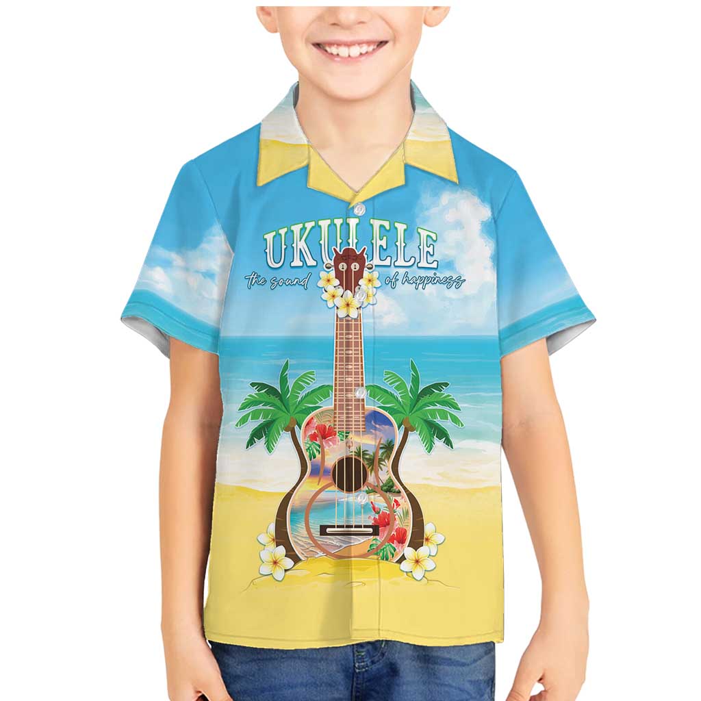 Hawaiian Ukulele Family Matching Mermaid Dress and Hawaiian Shirt Sound Of Happiness LT05 Son's Shirt Colorful - Polynesian Pride