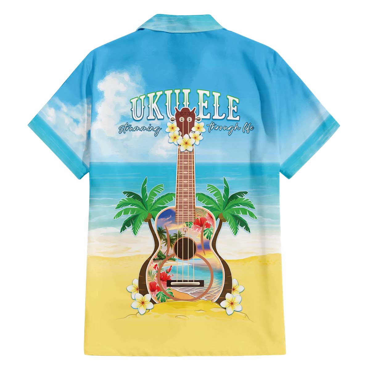 Hawaiian Ukulele Family Matching Off The Shoulder Long Sleeve Dress and Hawaiian Shirt Sound Of Happiness LT05 - Polynesian Pride