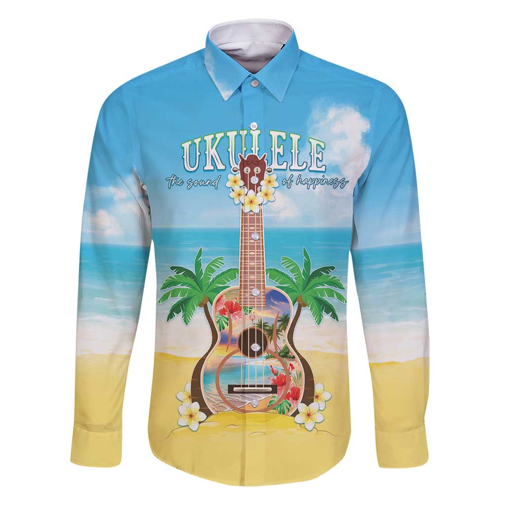 Hawaiian Ukulele Family Matching Off Shoulder Maxi Dress and Hawaiian Shirt Sound Of Happiness LT05 Dad's Shirt - Long Sleeve Colorful - Polynesian Pride