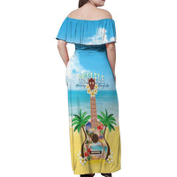Hawaiian Ukulele Family Matching Off Shoulder Maxi Dress and Hawaiian Shirt Sound Of Happiness LT05 - Polynesian Pride